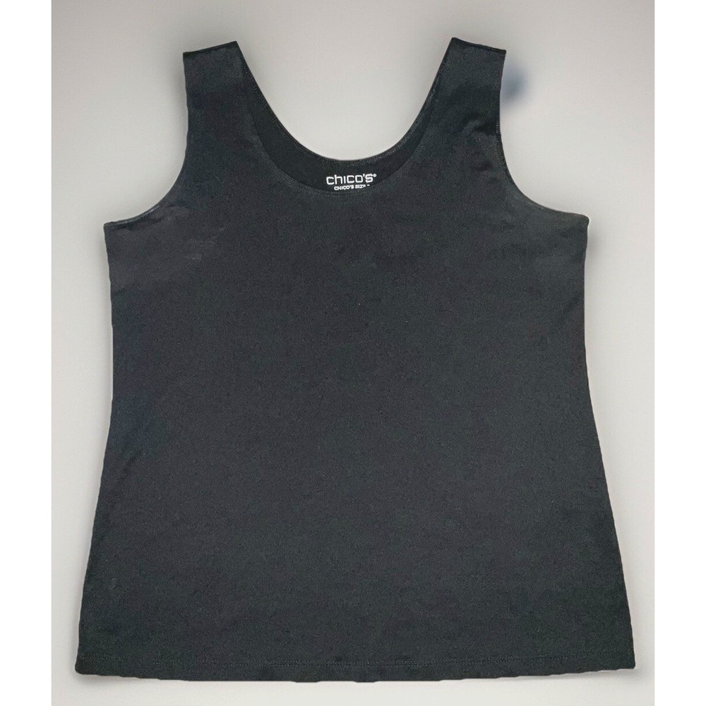 Chicos Women's Black Tank Top Sleeveless Basic Layering Top Size 3